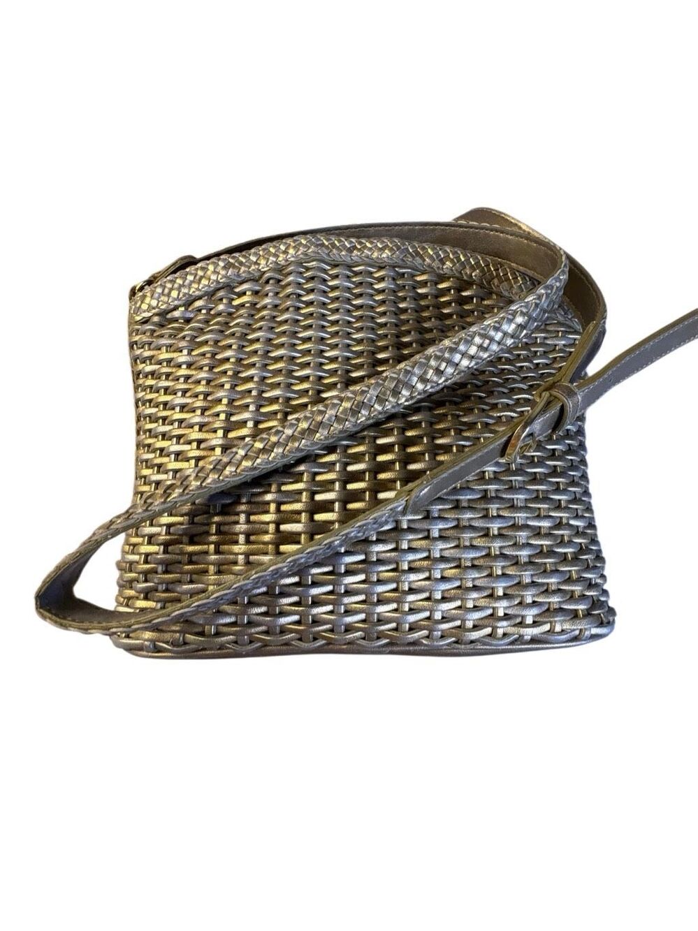 Naturalizer Metallic Bronze Gold Woven Shoulder Bag Y2K Purse